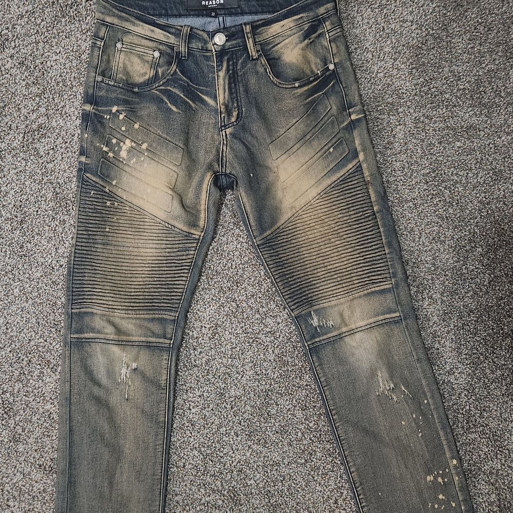 Reason Black and Tan Skinny Jeans